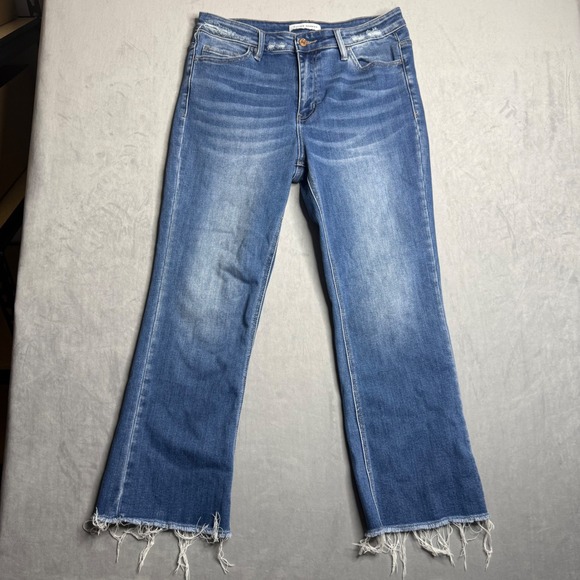 Flying Monkey Denim - Flying Monkey Jeans Womens 30 Medium Wash Ankle Cropped Fray Fading Whiskers